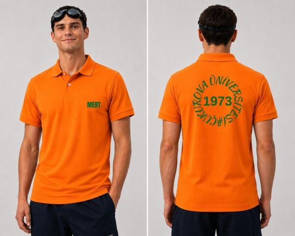 Çukurava Üniversitesi 1973 - İsim  Baskılı Polo (Lacost) Yaka T-shirt Turuncu