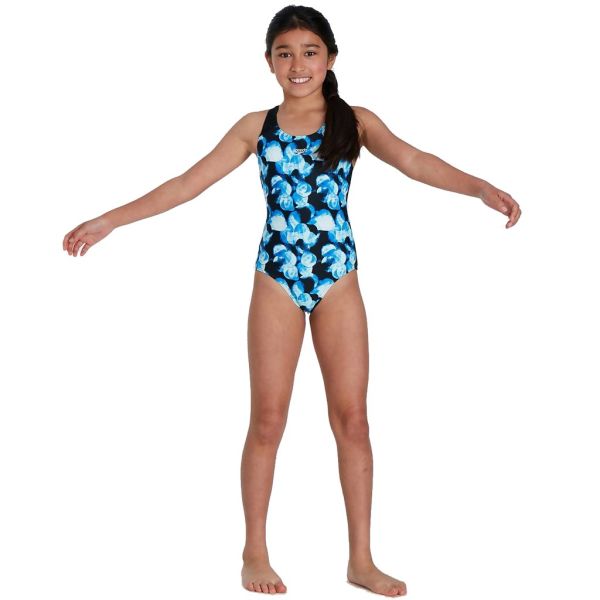 SPEEDO KIZ ÇOCUK YÜZÜCÜ MAYOSU ALV SPLSHBK JF BLACK BLUE 8-07386H220