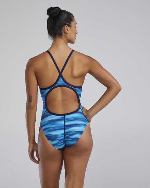 TYR KADIN YÜZÜCÜ MAYOSU W DMDFIT TECHNOWV BLUE/GREEN DTEC7A487