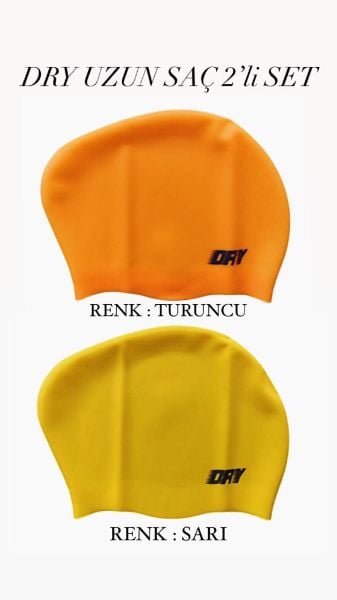 DRY UZUN SAÇ SİLİKON BONE 2'Lİ SET ( TURUNCU - SARI )