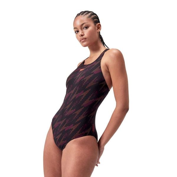 SPEEDO KADIN YÜZÜCÜ MAYOSU HYPERBOOM ALV MDLT AF BLACK PURPLE 8-1219917597 YZM