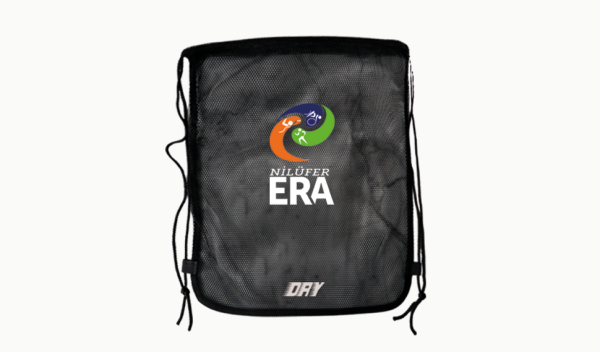 LOGO BASKILI DRY SİYAH FİLE ÇANTA BÜZGÜLÜ SIRT ASKILI - CEPSİZ