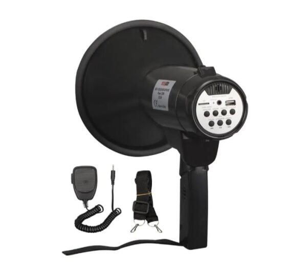 Megafon Mayklı Askılı EL Megafon 120 Watt MGF-120USB-BT (Şarjlı Bluetooth USB Siren Kayıt)
