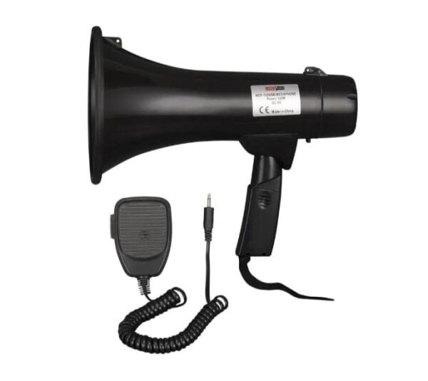 Megafon Mayklı Askılı EL Megafon 120 Watt MGF-120USB-BT (Şarjlı Bluetooth USB Siren Kayıt)