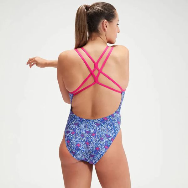 SPEEDO KADIN YÜZÜCÜ MAYOSU ALOV DIGI STARBK 1PC AF BLUE/PINK 8-1284215174 YZM