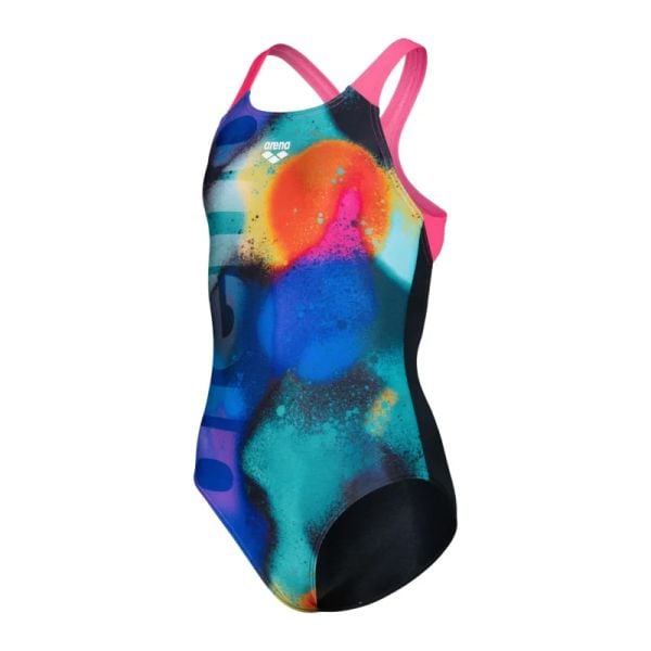 ARENA KIZ ÇOCUK YÜZÜCÜ MAYOSU GIRL'S ARENA SPRAY PAINT SWIMSUIT SWIM PRO BACK 010286590
