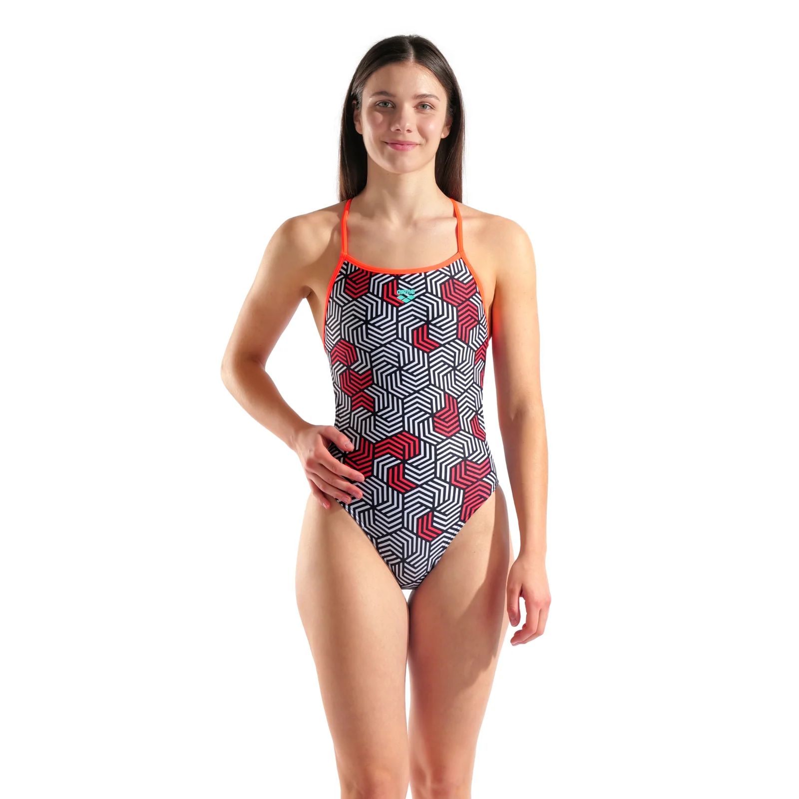 ARENA BAYAN YÜZÜCÜ MAYOSU WOMEN'S ARENA GEOMETRY SWIMSUIT SWIM BOOSTER BACK 010178540