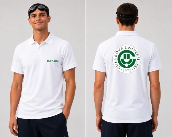 Çukurava Üniversitesi ve İsim Baskılı Polo (Lacost) Yaka T-shirt Beyaz